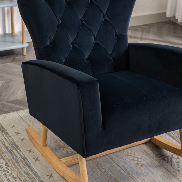 Black velvet rocking discount chair